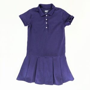 Girls Lands' End School Uniform Deep Purple Polo Dress